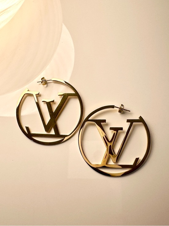 Accessories - Gold LV Hoop Earrings - Designer Style